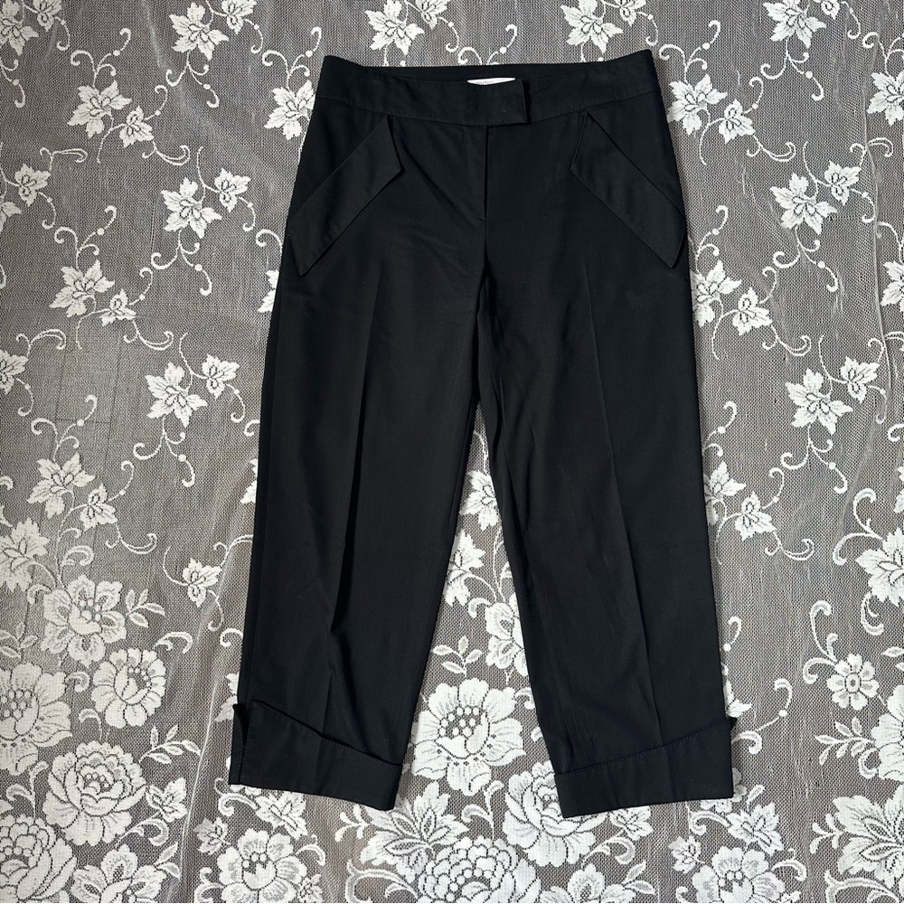 Maje Black Cuffed Crop Trousers